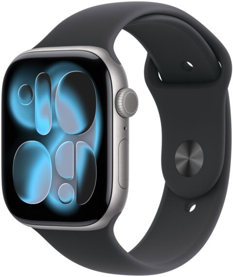 Apple Watch Series 11 46 mm Kozmický sivý hliník s čiernym športovým remienkom – M/L