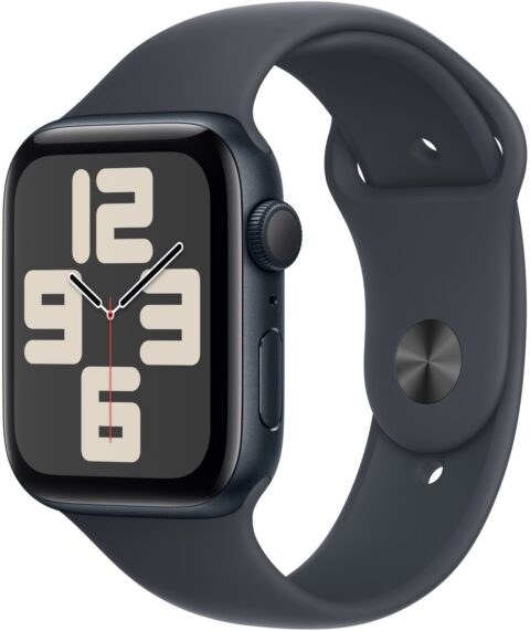 Apple Watch SE 44 mm Tmavo atramentový hliník s tmavo atramentovým športovým remienkom – M/L